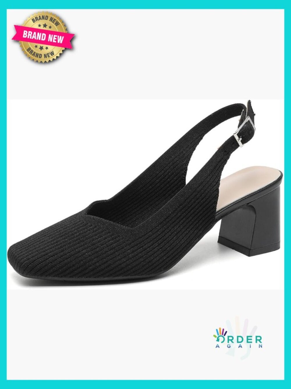 Slingback Heels Square Toe Chunky Block Heel Pumps Dressy Work Office Shoes